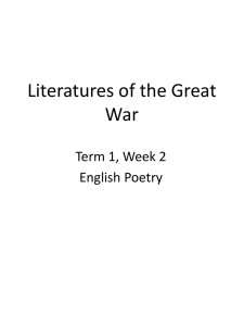 Literatures of the Great War Term 1, Week 2