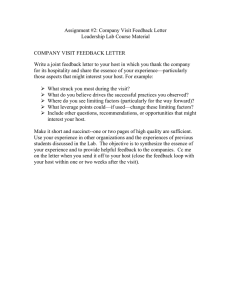 Assignment #2: Company Visit Feedback Letter Leadership Lab Course Material