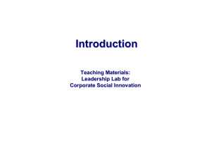 Introduction Teaching Materials: Leadership Lab for Corporate Social Innovation