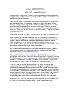 GLOBAL COMPACT PRIMER Putting the Principles Into Practice