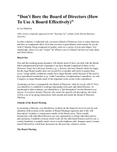&#34;Don't Bore the Board of Directors (How