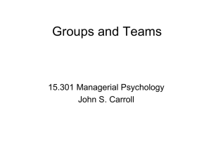 Groups and Teams 15.301 Managerial Psychology John S. Carroll