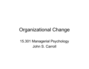 Organizational Change 15.301 Managerial Psychology John S. Carroll