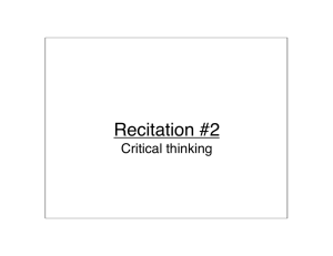 Recitation #2 Critical thinking