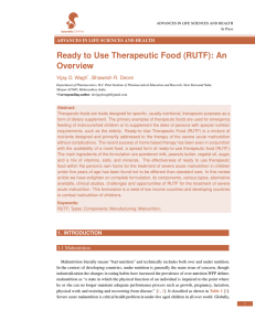 Ready to Use Therapeutic Food (RUTF): An Overview Vijay D. Wagh