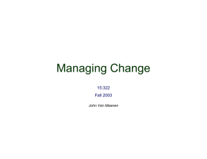 Managing Change 15:322 Fall 2003 John Van Maanen