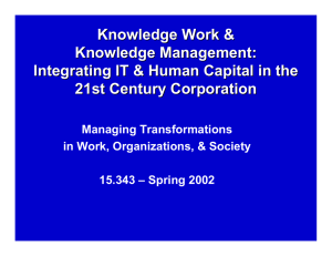 Knowledge Work &amp; Knowledge Management: Integrating IT &amp; Human Capital in the