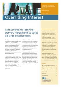 Overriding Interest Pilot Scheme for Planning Delivery Agreements to speed