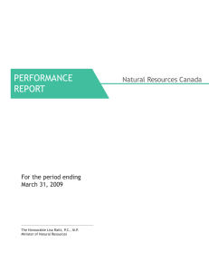 peRfoRmaNCe RepoRt Natural Resources Canada for the period ending