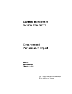 Security Intelligence Review Committee Departmental Performance Report