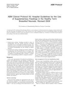 ABM Clinical Protocol #3: Hospital Guidelines for the Use