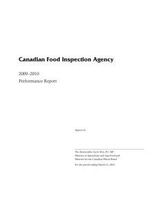Canadian Food Inspection Agency 2009–2010 Performance Report