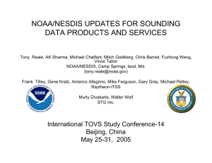 NOAA/NESDIS UPDATES FOR SOUNDING DATA PRODUCTS AND SERVICES