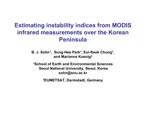 Estimating instability indices from MODIS infrared measurements over the Korean Peninsula