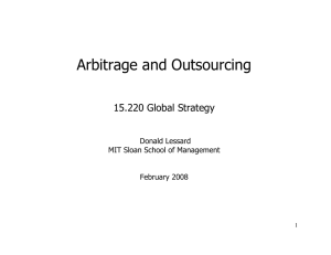 Arbitrage and Outsourcing 15.220 Global Strategy Donald Lessard MIT Sloan School of Management
