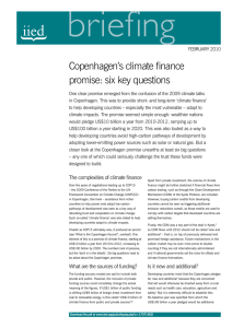 briefing Copenhagen’s climate finance promise: six key questions