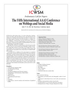 I C WSM The Fifth International AAAI Conference on Weblogs and Social Media