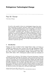 Endogenous  Technological  Change Paul M.  Romer