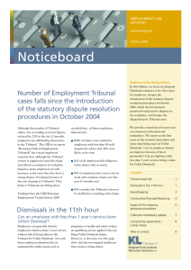 Noticeboard Number of Employment Tribunal EMPLOYMENT LAW ADVISERS