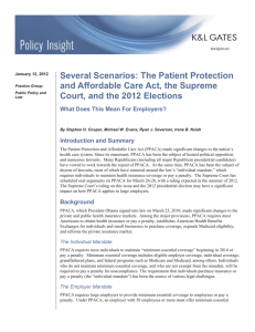Several Scenarios: The Patient Protection and Affordable Care Act, the Supreme