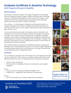 Graduate Certificate in Assistive Technology UNH Program of Study in Disability