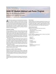 A AAAI–07 Student Abstract and Poster Program Call for Participation