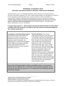 Rethinking Assumptions about Alternate Assessment based on Alternate Achievement Standards
