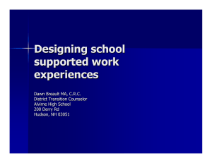 Designing school supported work experiences Dawn Breault MA, C.R.C.