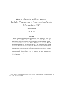 Opaque Information and Rare Disasters: differences in the ERP