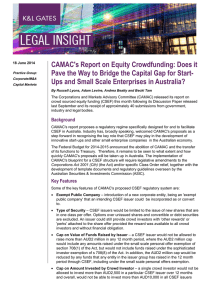 CAMAC's Report on Equity Crowdfunding: Does it
