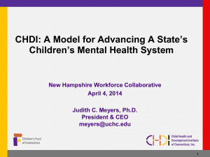 CHDI: A Model for Advancing A State’s Children’s Mental Health System