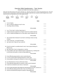 Executive Skills Questionnaire – Teen Version