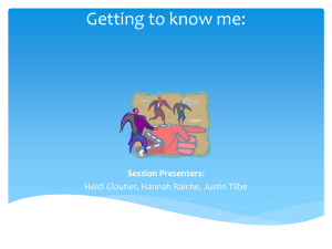 Getting to know me: Session Presenters: Heidi Cloutier, Hannah Raiche, Justin Tilbe