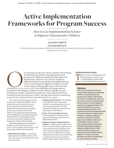 Active Implementation Frameworks for Program Success How to Use Implementation Science