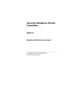 Security Intelligence Review Committee 2010-11 Departmental Performance Report