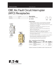 OBC Arc Fault Circuit Interrupter (AFCI) Receptacles Technical Data Description