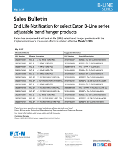 Sales Bulletin B-LINE End Life Notification for select Eaton B-Line series