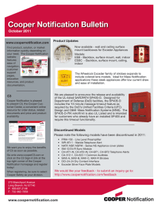 Cooper Notification Bulletin October 2011 Product Updates www.coopernotification.com