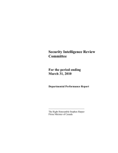 Security Intelligence Review Committee For the period ending