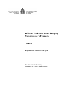 Office of the Public Sector Integrity Commissioner of Canada 2009-10