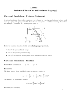 2.003SC Recitation 8 Notes: Cart and Pendulum (Lagrange)