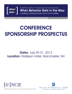 ConferenCe SponSorShip proSpeCtuS When Behavior Gets in the Way: Dates: