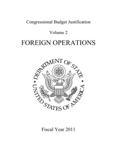FOREIGN OPERATIONS  Fiscal Year 2011 Congressional Budget Justification