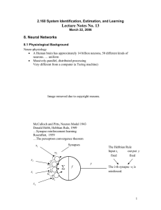 Lecture Notes No. 13 8. Neural Networks