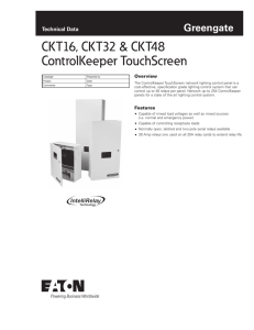 CKT16, CKT32 &amp; CKT48 ControlKeeper TouchScreen Greengate Technical Data