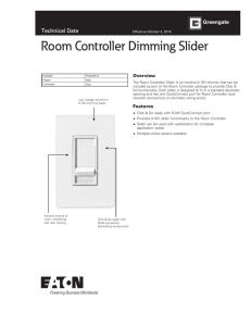 Room Controller Dimming Slider Technical Data Overview