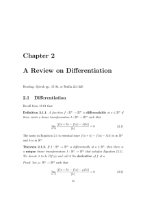 Chapter 2 A Review on Differentiation 2.1 Differentiation