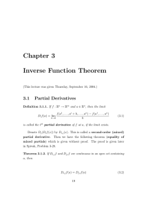 Chapter 3 Inverse Function Theorem 3.1 Partial Derivatives