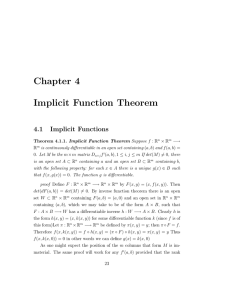 Chapter 4 Implicit Function Theorem 4.1 Implicit Functions