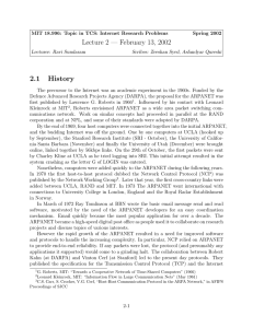 Lecture 2 — February 13, 2002 2.1 History